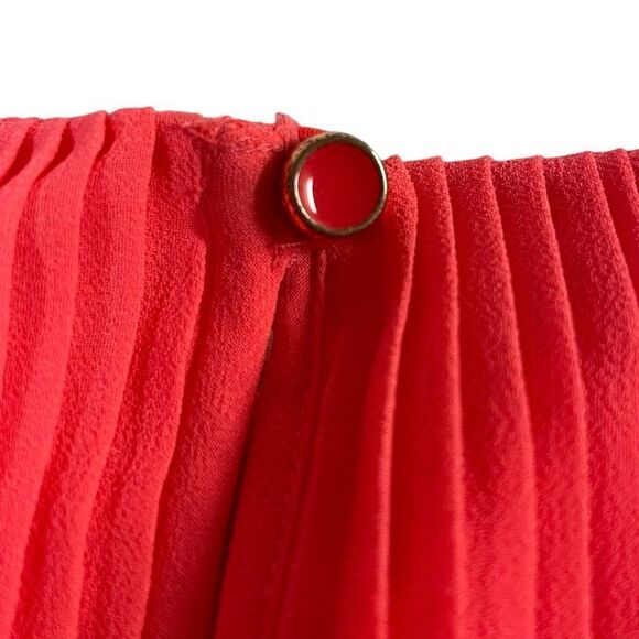 Ted Baker Women Gyda Blouse Sz 1 US 4 Neon Coral Pink Pleated Chiffon 3/4 Sleeve - Picture 15 of 16